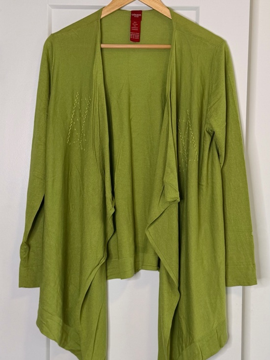 Eileen Fisher Sweaters - 💛2 for 20- Eileen Fisher Lime Green Open-Front Draped Cardigan